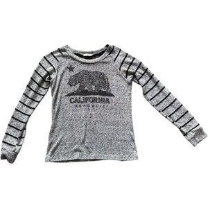 Women's Gray Striped Long Sleeve Tee